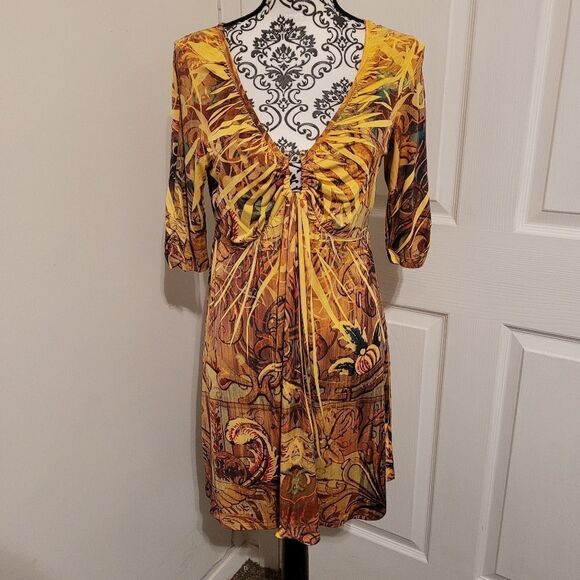 Apt. 9 sublimation yellow Retro dress - Picture 1 of 7